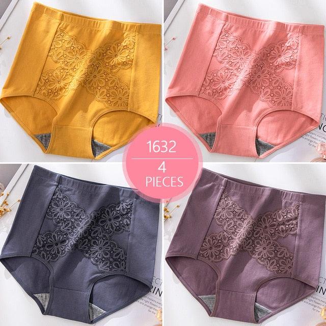 Trending 4Pcs High Waist Panties - Women Soft Cotton Sexy Briefs Underwear - Body Shaper Intimates (TSP2)