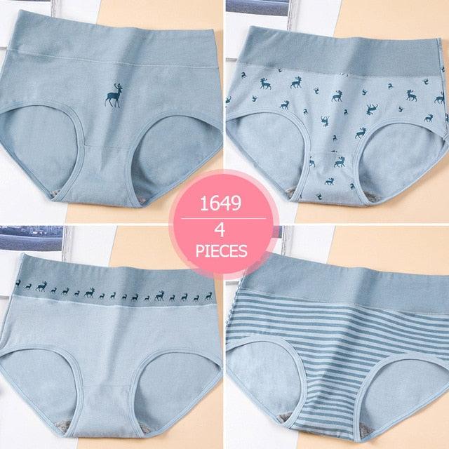 Trending 4Pcs High Waist Panties - Women Soft Cotton Sexy Briefs Underwear - Body Shaper Intimates (TSP2)