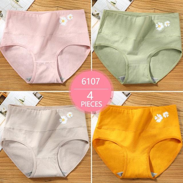 Trending 4Pcs High Waist Panties - Women Soft Cotton Sexy Briefs Underwear - Body Shaper Intimates (TSP2)