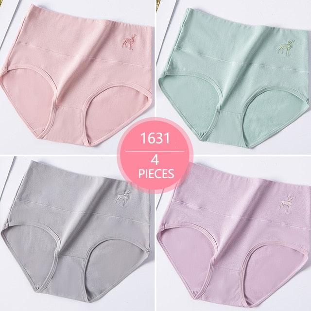 Trending 4Pcs High Waist Panties - Women Soft Cotton Sexy Briefs Underwear - Body Shaper Intimates (TSP2)
