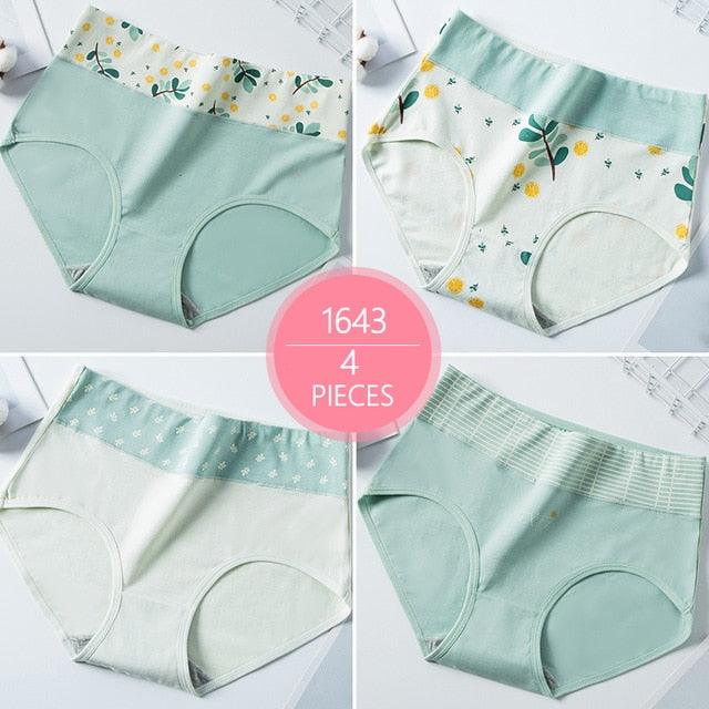 Trending 4Pcs High Waist Panties - Women Soft Cotton Sexy Briefs Underwear - Body Shaper Intimates (TSP2)
