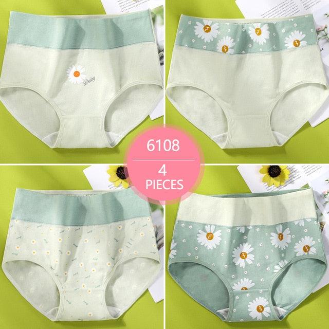 Trending 4Pcs High Waist Panties - Women Soft Cotton Sexy Briefs Underwear - Body Shaper Intimates (TSP2)