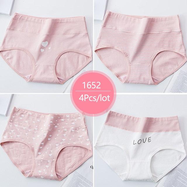 Trending 4Pcs High Waist Panties - Women Soft Cotton Sexy Briefs Underwear - Body Shaper Intimates (TSP2)