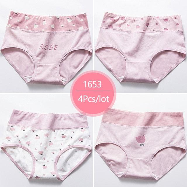 Trending 4Pcs High Waist Panties - Women Soft Cotton Sexy Briefs Underwear - Body Shaper Intimates (TSP2)
