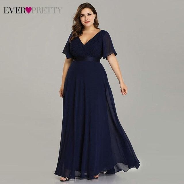 New Trending Women Dress - Plus Size S-9XL - Elegant A Line V Neck Short Maxi Sleeve Dresses (BWM)(WSO3)