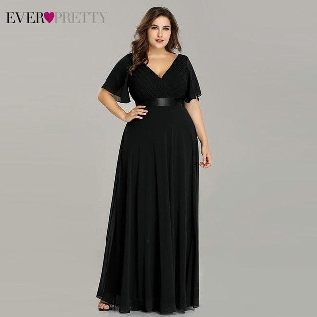 New Trending Women Dress - Plus Size S-9XL - Elegant A Line V Neck Short Maxi Sleeve Dresses (BWM)(WSO3)