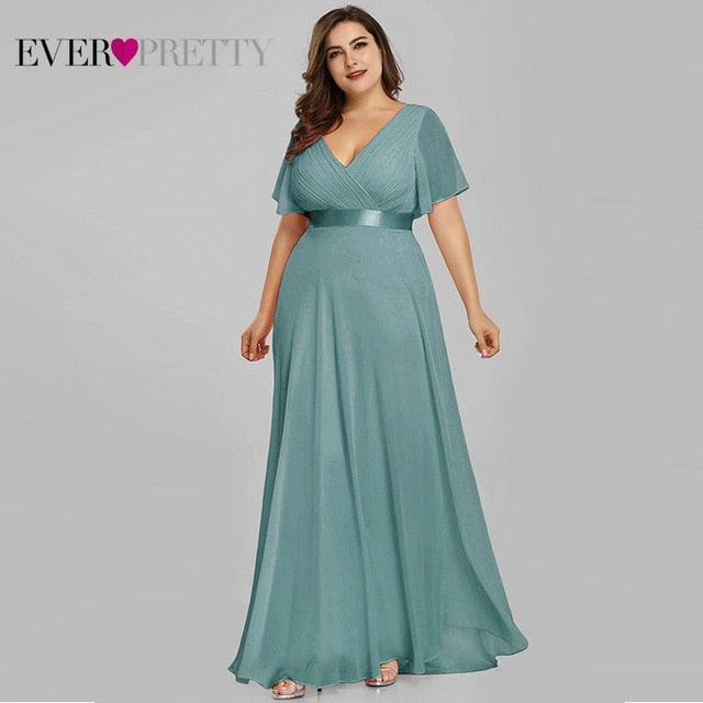 New Trending Women Dress - Plus Size S-9XL - Elegant A Line V Neck Short Maxi Sleeve Dresses (BWM)(WSO3)