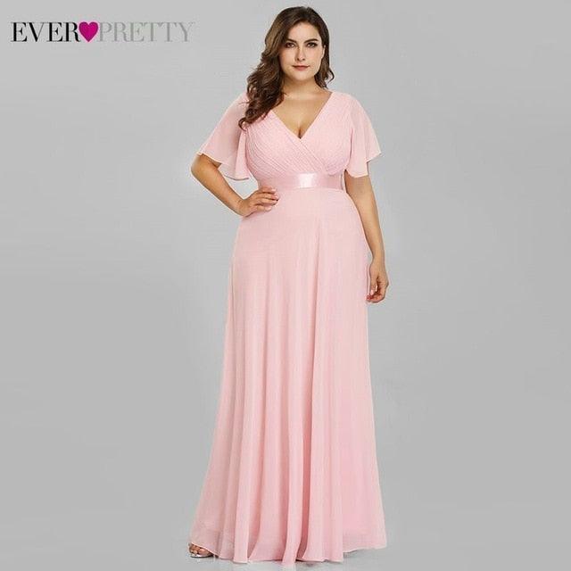 New Trending Women Dress - Plus Size S-9XL - Elegant A Line V Neck Short Maxi Sleeve Dresses (BWM)(WSO3)