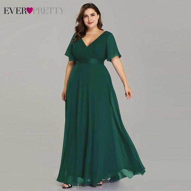 New Trending Women Dress - Plus Size S-9XL - Elegant A Line V Neck Short Maxi Sleeve Dresses (BWM)(WSO3)