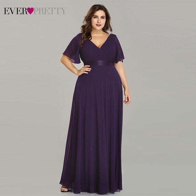 New Trending Women Dress - Plus Size S-9XL - Elegant A Line V Neck Short Maxi Sleeve Dresses (BWM)(WSO3)
