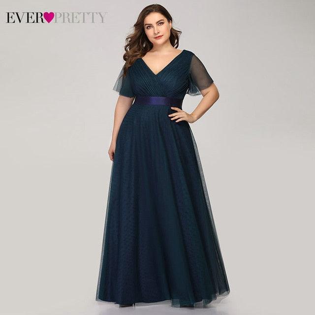 New Trending Women Dress - Plus Size S-9XL - Elegant A Line V Neck Short Maxi Sleeve Dresses (BWM)(WSO3)