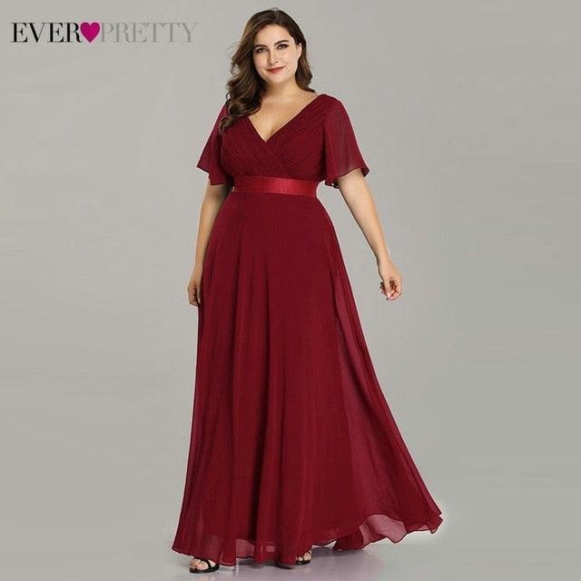 New Trending Women Dress - Plus Size S-9XL - Elegant A Line V Neck Short Maxi Sleeve Dresses (BWM)(WSO3)