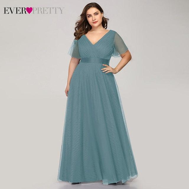 New Trending Women Dress - Plus Size S-9XL - Elegant A Line V Neck Short Maxi Sleeve Dresses (BWM)(WSO3)