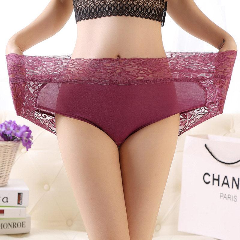 Plus Size Panties - Women Sexy Lace Modal Comfortable Underwear - Seamless Hollow Out Breathable Briefs (TSP2)