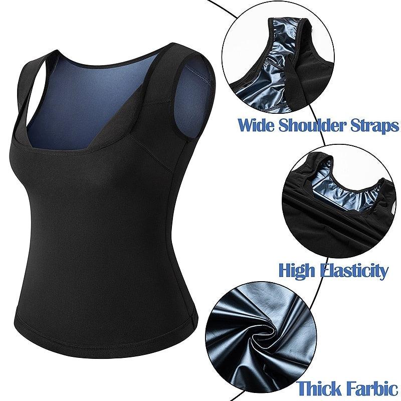 Plus Size Polymer Sauna Sweat Vest for Women Heat Trapping Sweat Sauna Shaper Shirt Workout Weight Loss Tank Top (FH)(FHW1)(1U31)(1U24)