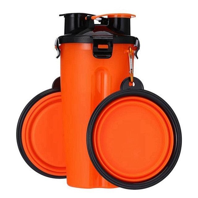 Portable 2 In 1 Pet Folding Water Bottle Food Container With Folding Silicone - Pet Bowl Outdoor Travel Feeder Cup Bowl (2U71)