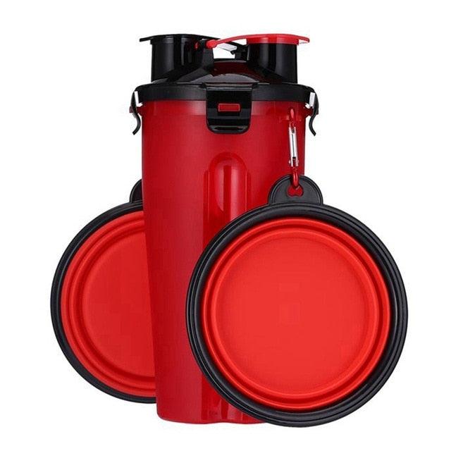 Portable 2 In 1 Pet Folding Water Bottle Food Container With Folding Silicone - Pet Bowl Outdoor Travel Feeder Cup Bowl (2U71)