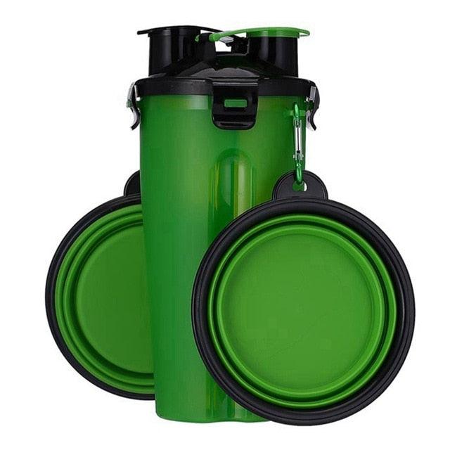 Portable 2 In 1 Pet Folding Water Bottle Food Container With Folding Silicone - Pet Bowl Outdoor Travel Feeder Cup Bowl (2U71)