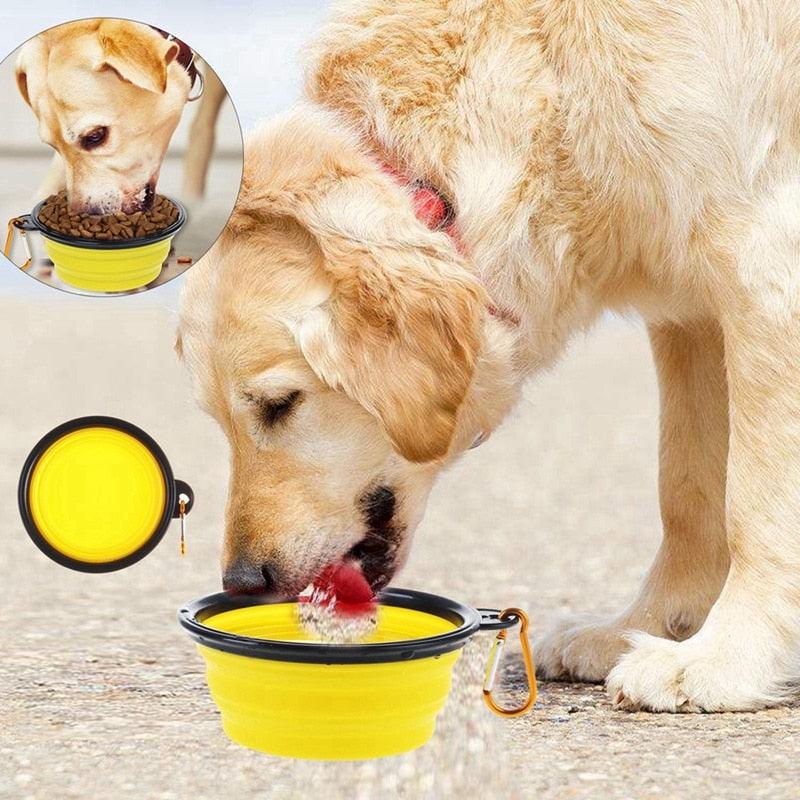 Portable 2 In 1 Pet Folding Water Bottle Food Container With Folding Silicone - Pet Bowl Outdoor Travel Feeder Cup Bowl (2U71)