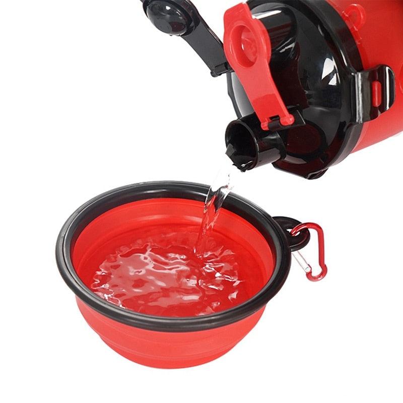 Portable 2 In 1 Pet Folding Water Bottle Food Container With Folding Silicone - Pet Bowl Outdoor Travel Feeder Cup Bowl (2U71)