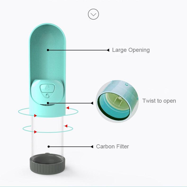 Portable Pet Dog Water Bottle Drinking Bowls - Dog Feeding Water Dispenser Pet Activated Carbon Filter Bowl (6W1)(8W1)(F71)