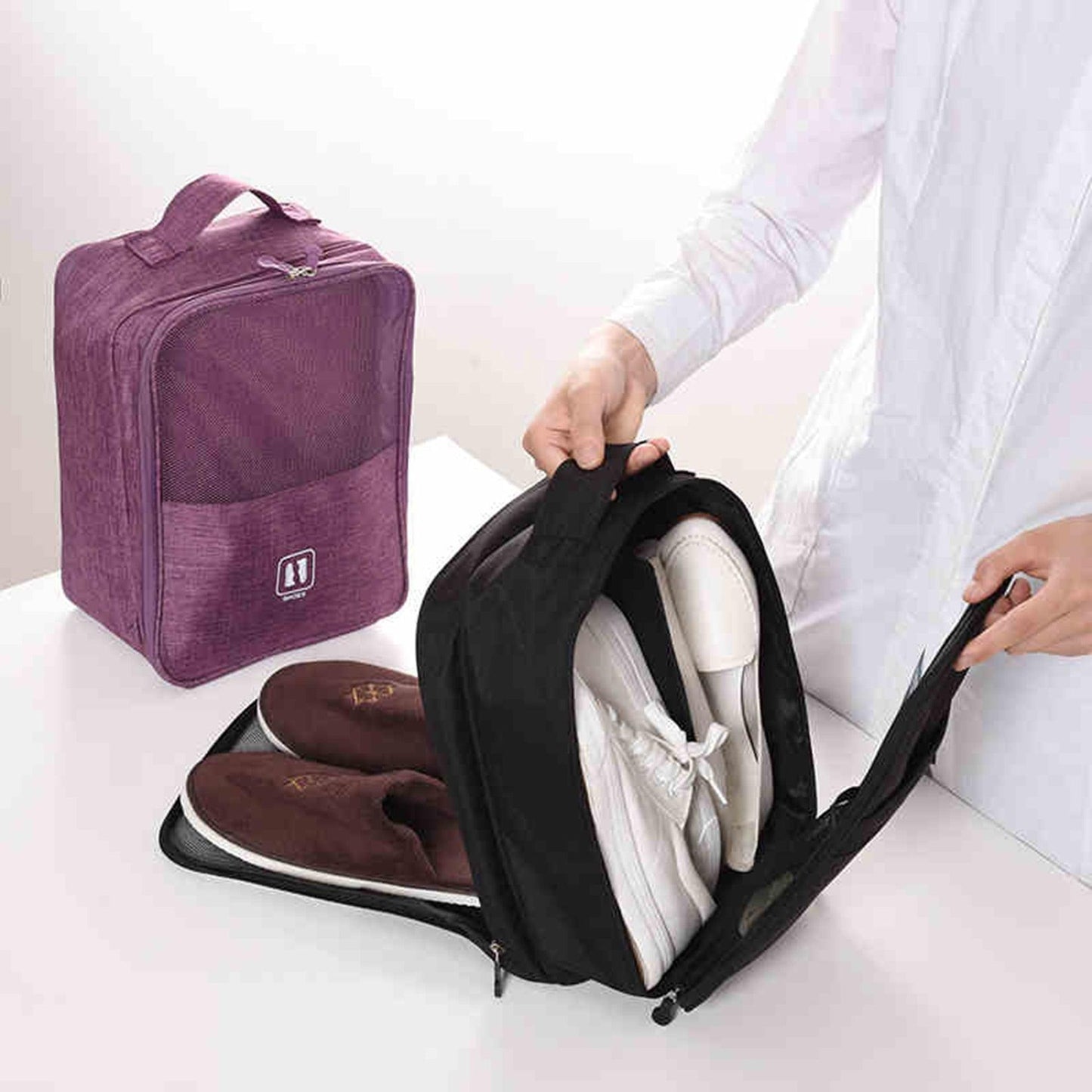 Portable Shoe Bag - Travel Waterproof Large Capacity Storage Bag - Cosmetics Zipper Bag (1U79)(LT9)