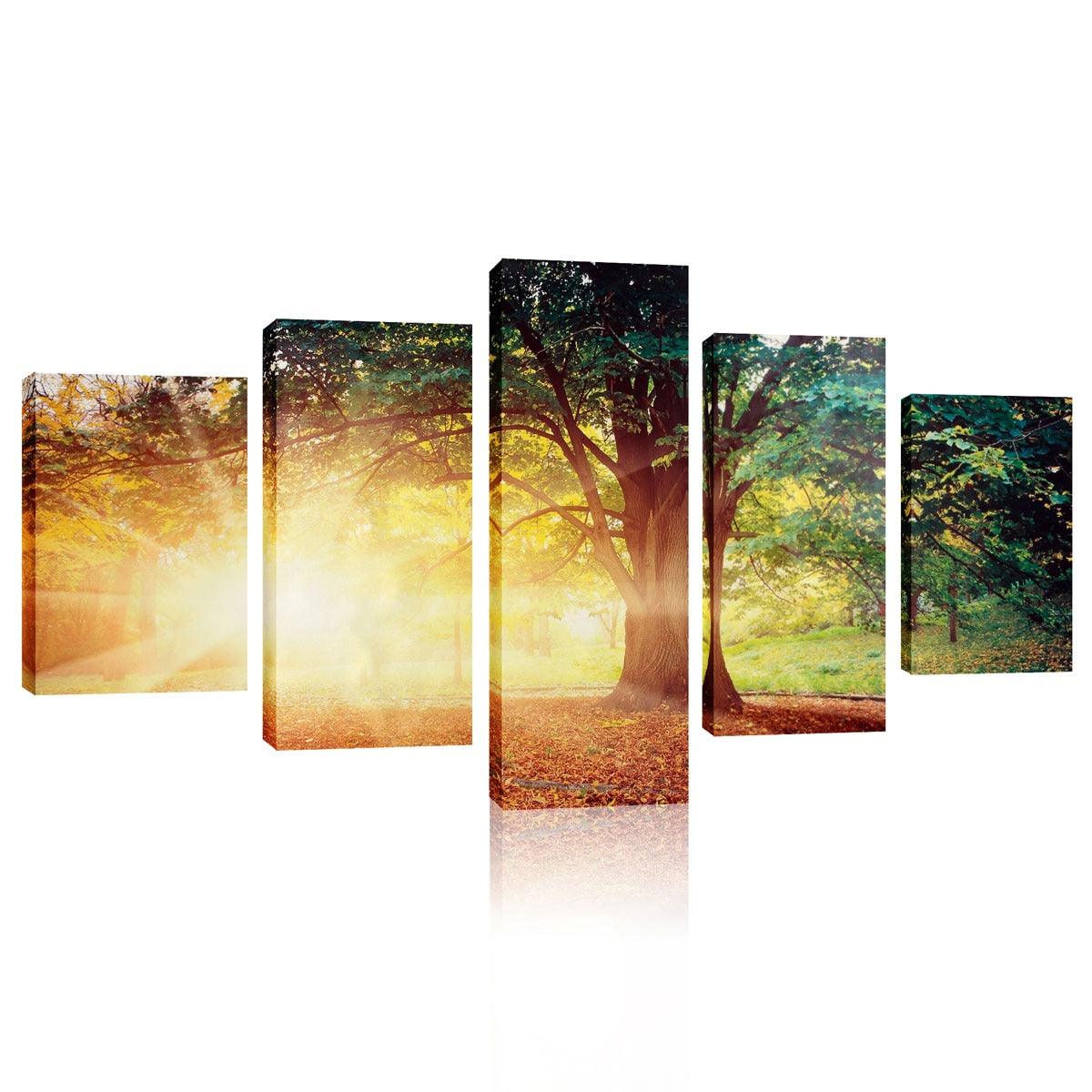 Posters Wall Art Home Decor Modern 5 Panel Beautiful Sunrise Natural Landscape HD Print Painting Modular Pictures Canvas (AD1)(1U62)
