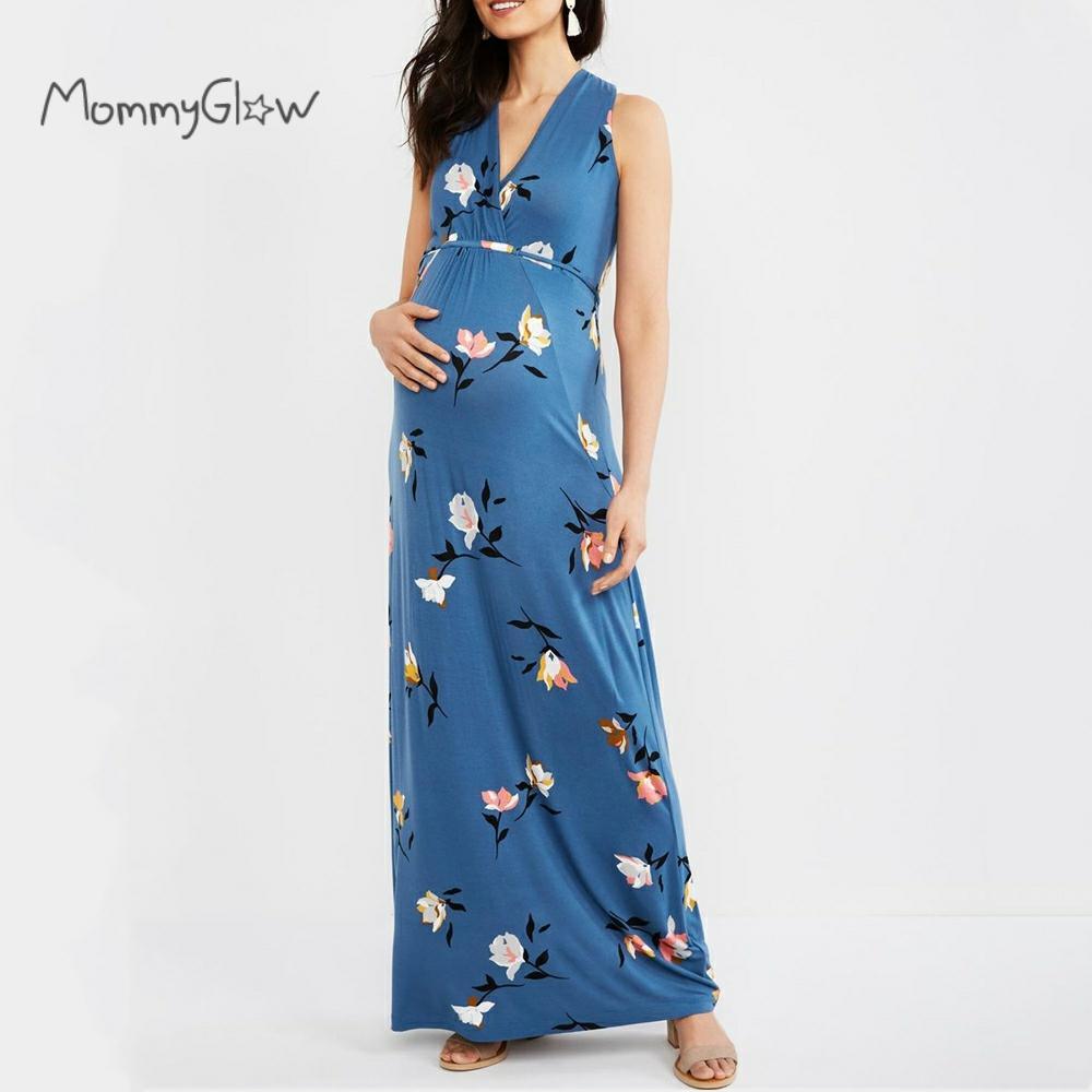 Pregnancy Maxi Maternity Dress - Baby Shower Dress - Sleeveless Nursing Beach Dress (5Z1)(4Z1)(2Z1)(Z7)
