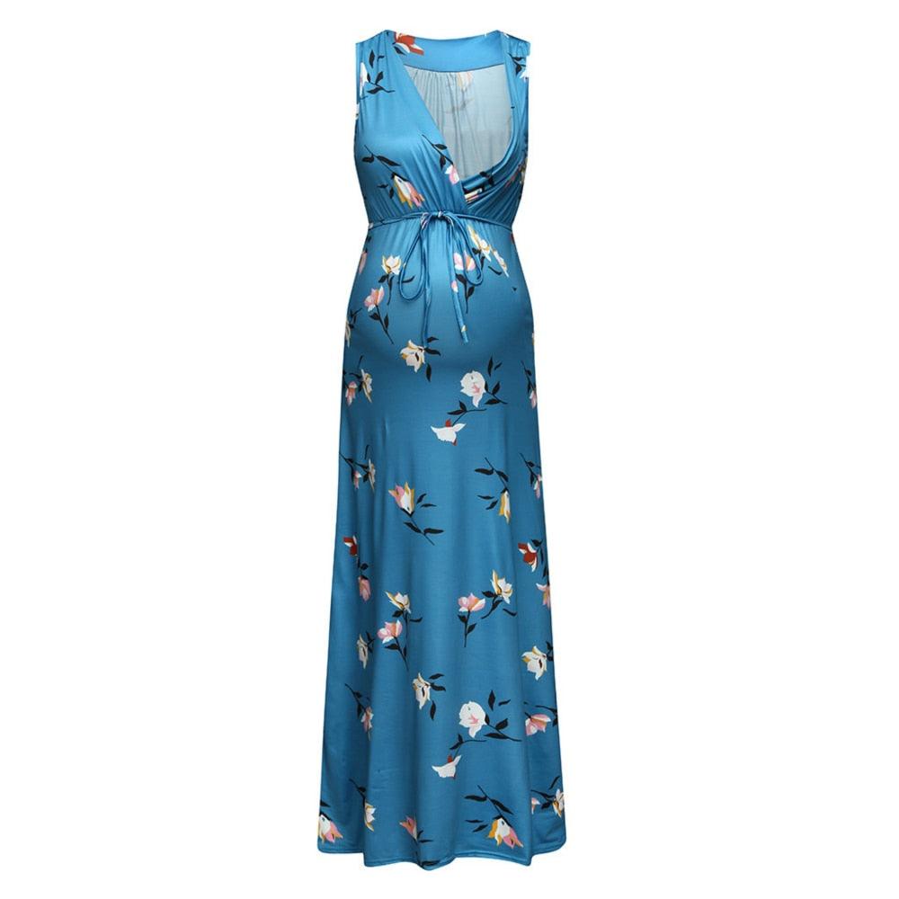 Pregnancy Maxi Maternity Dress - Baby Shower Dress - Sleeveless Nursing Beach Dress (5Z1)(4Z1)(2Z1)(Z7)