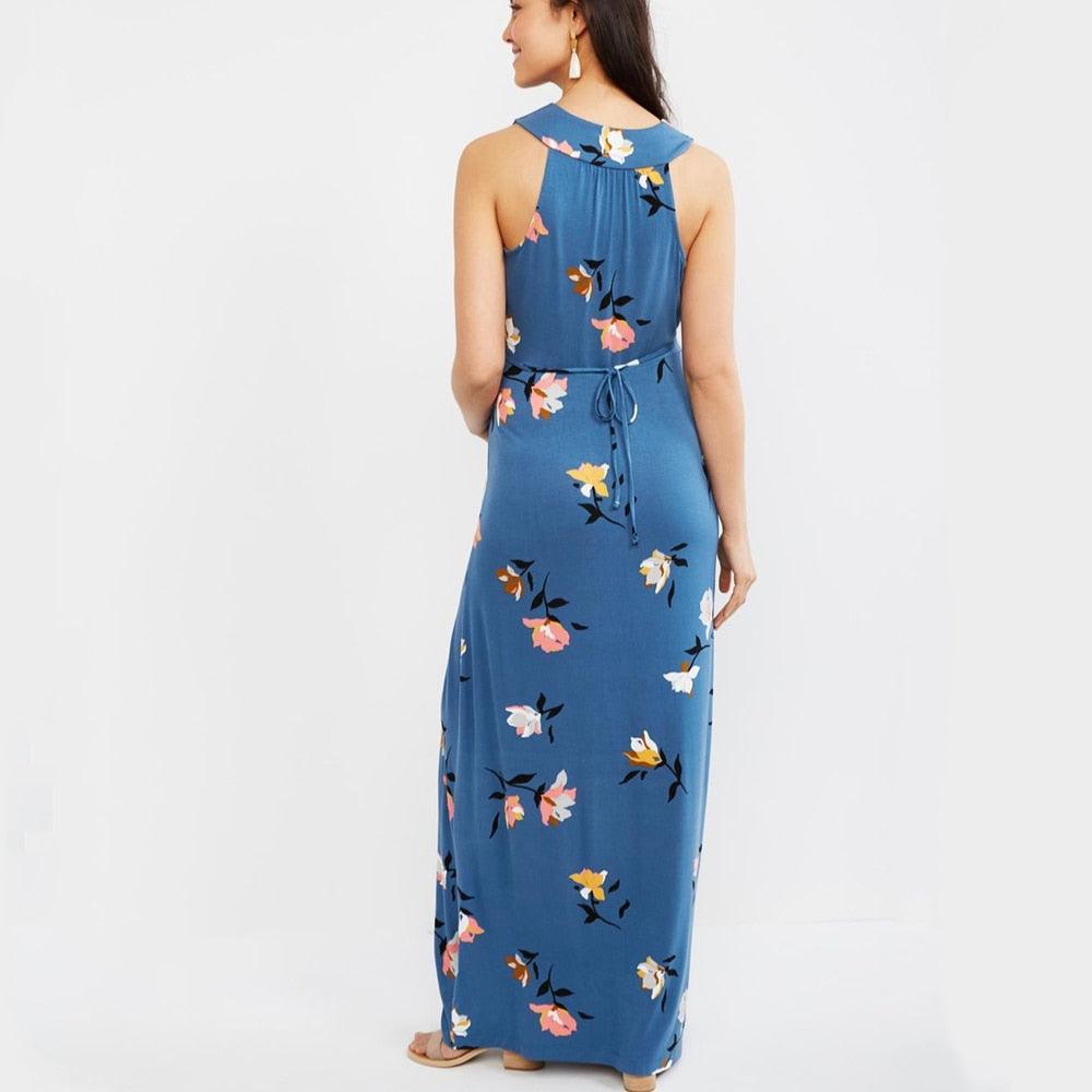 Pregnancy Maxi Maternity Dress - Baby Shower Dress - Sleeveless Nursing Beach Dress (5Z1)(4Z1)(2Z1)(Z7)