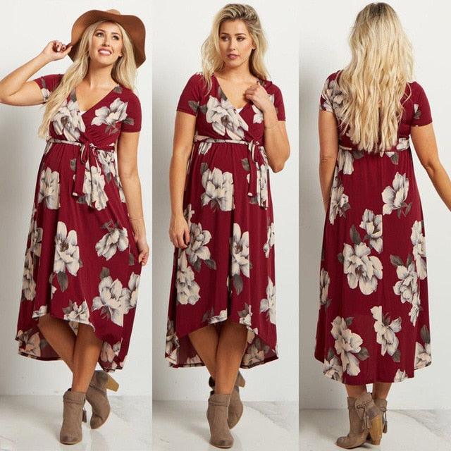 Floral Long Maxi Maternity Gown Photography Photo Shoot Dresses - Pregnancy Summer Beach Sundress (Z7)(Z9)(2Z1)(4Z1)(6Z1)(7Z1)