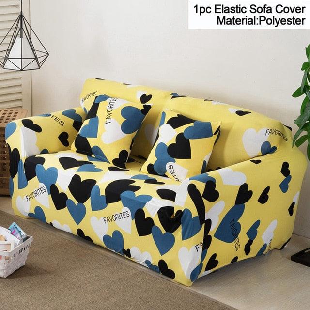 Printed Sofa Cover Spandex Modern Elastic Polyester Couch Sofa Slipcovers Chair Furniture Protector - Living Room 1/2/3/4 Seater (D74)(7W3)