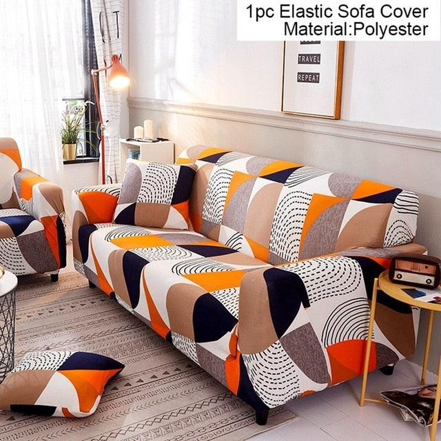 Printed Sofa Cover Spandex Modern Elastic Polyester Couch Sofa Slipcovers Chair Furniture Protector - Living Room 1/2/3/4 Seater (D74)(7W3)
