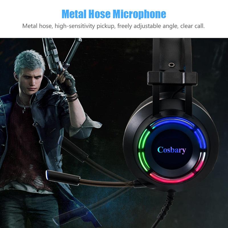 Profession Gaming Headset with BOX Deep Bass Game Headphones with Microphone for Computer Gamer 7.1 USB Channel Surround Sound (D49)(AH)