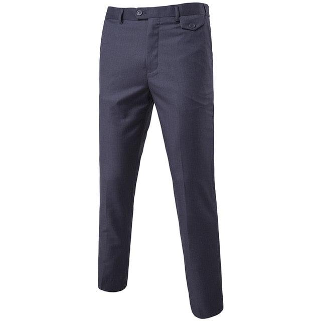 Purple Slim Fit Straight Dress Pants - Men's New Formal Office Flat-Front Trousers (TG1)(F9)(F10)