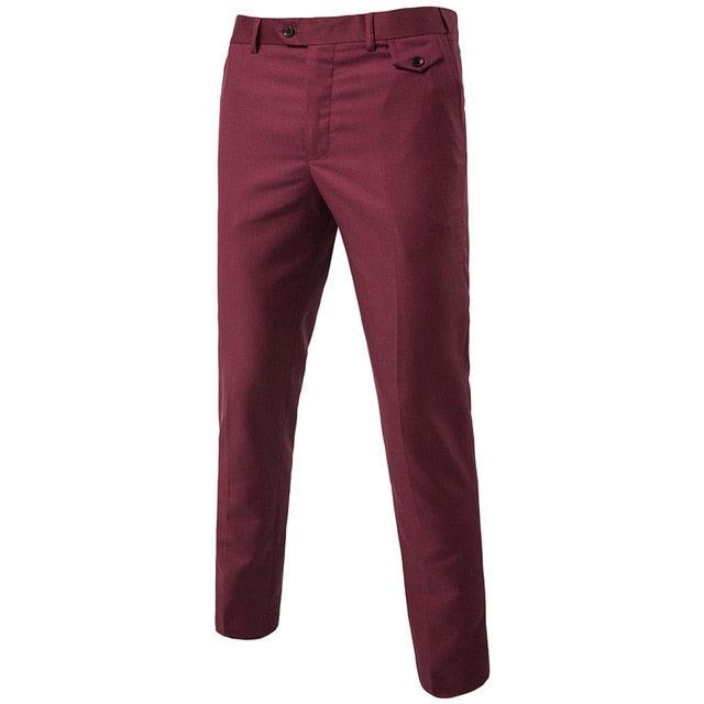 Purple Slim Fit Straight Dress Pants - Men's New Formal Office Flat-Front Trousers (TG1)(F9)(F10)