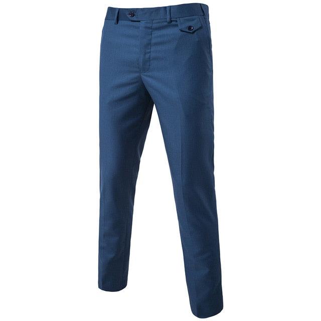Purple Slim Fit Straight Dress Pants - Men's New Formal Office Flat-Front Trousers (TG1)(F9)(F10)