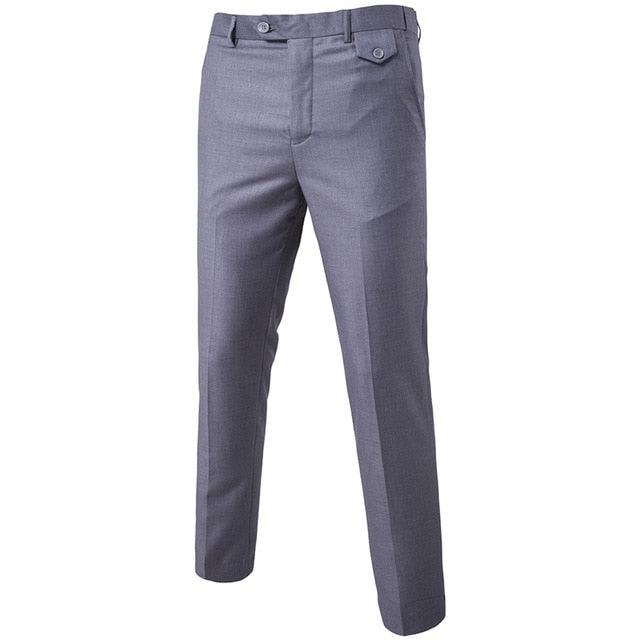 Purple Slim Fit Straight Dress Pants - Men's New Formal Office Flat-Front Trousers (TG1)(F9)(F10)