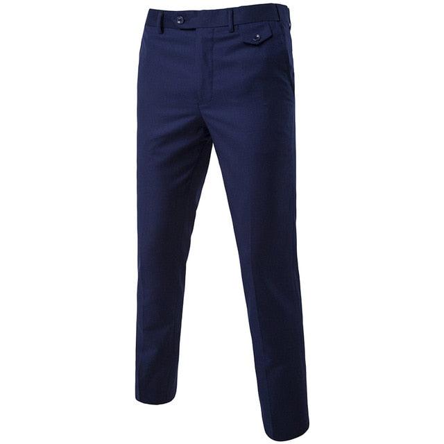 Purple Slim Fit Straight Dress Pants - Men's New Formal Office Flat-Front Trousers (TG1)(F9)(F10)