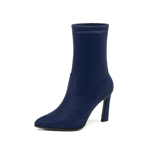 Trending Suede Pointed Toe Women Ankle Boots - Leopard Fashion High Heel Shoes (BB1)(BB2)(BB3)(WO4)(CD)