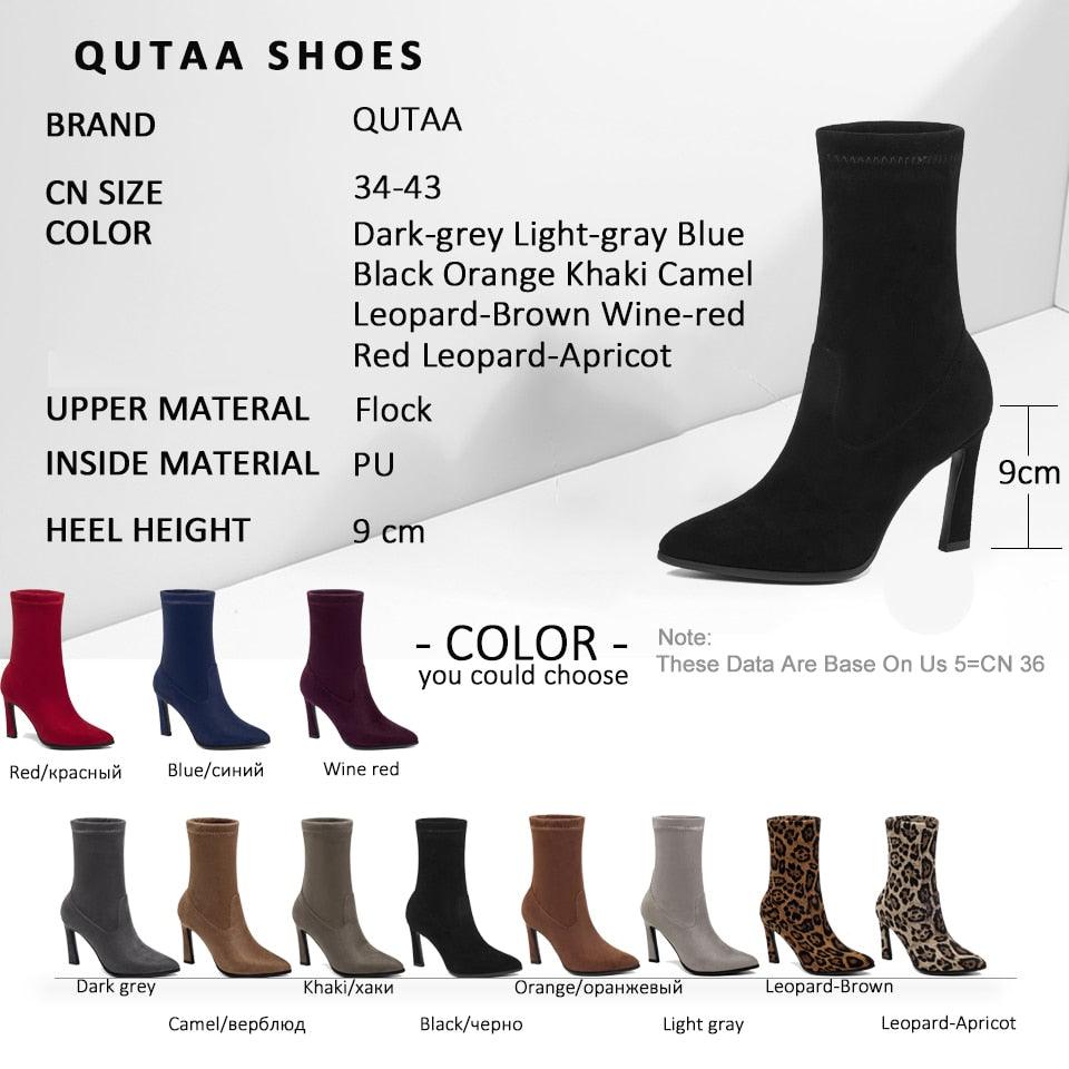 Trending Suede Pointed Toe Women Ankle Boots - Leopard Fashion High Heel Shoes (BB1)(BB2)(BB3)(WO4)(CD)