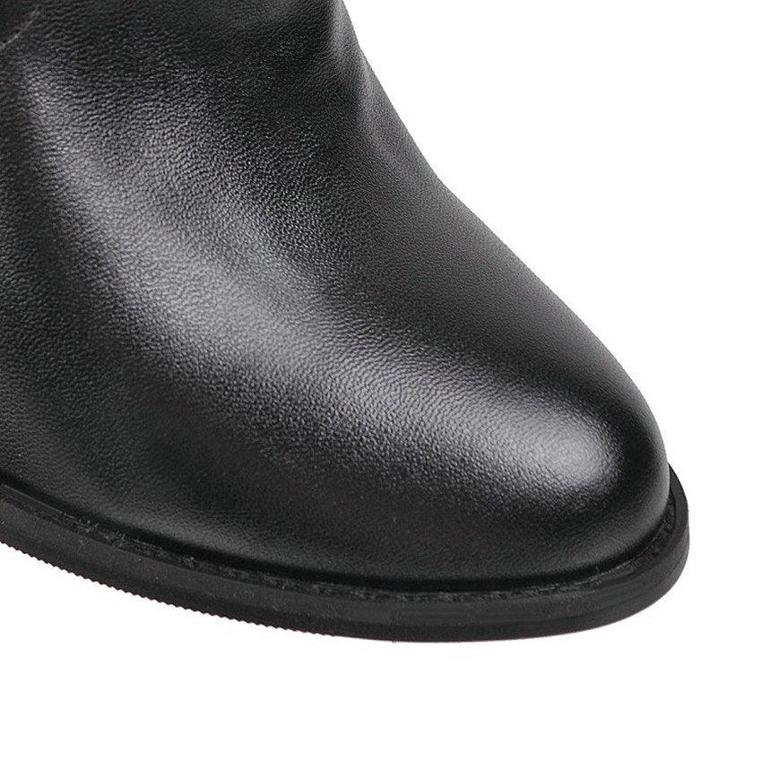 Women Mid Calf Boots - Square Heel Autumn Winter Women Shoes - PU Leather Fashion (D38)(BB1)(BB2)(BB3)(CD)(WO4)
