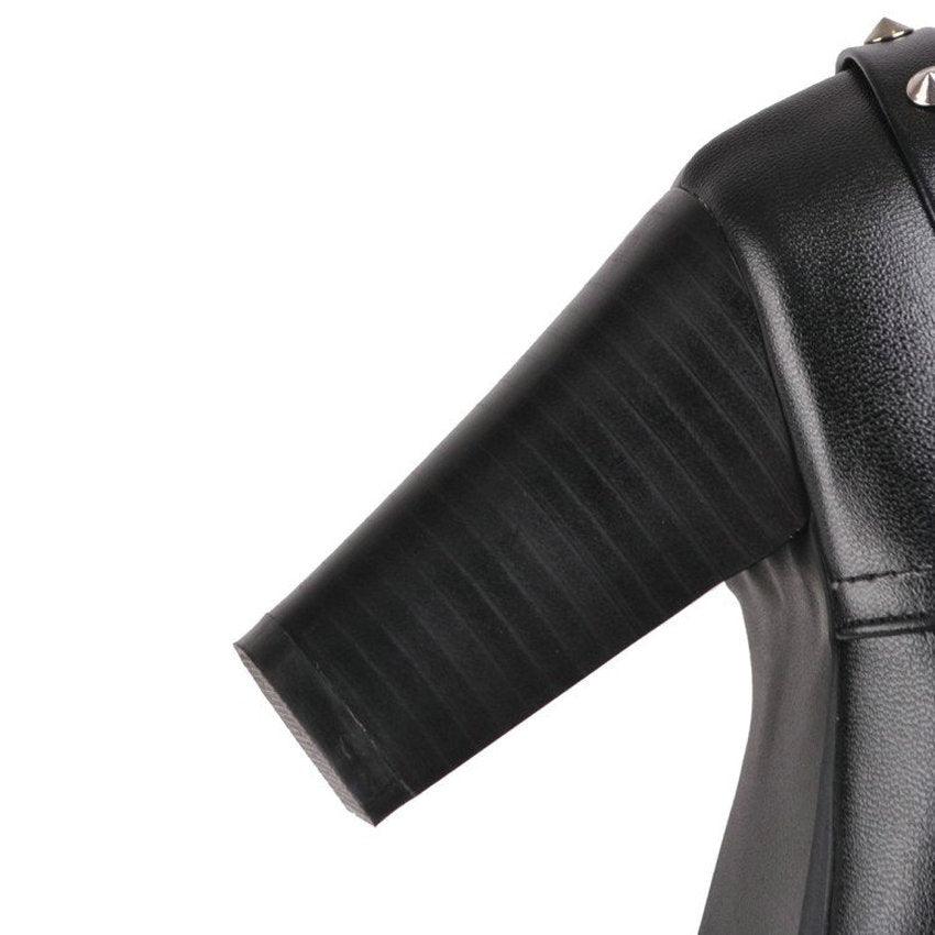 Women Mid Calf Boots - Square Heel Autumn Winter Women Shoes - PU Leather Fashion (D38)(BB1)(BB2)(BB3)(CD)(WO4)