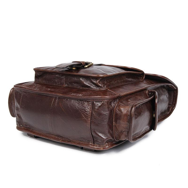 Genuine Leather Backpack - Men's Waterproof Travel School Bags (3MA1)(F78)