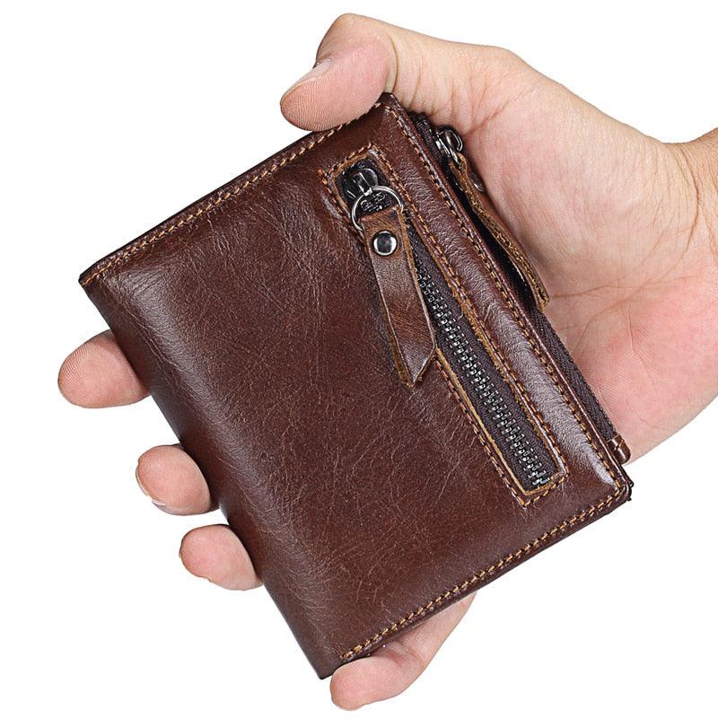 Quality Genuine Leather Men's Wallet - Vintage Style Wallets - Oil Wax Leather Cash Organizer (MA5)(F17)
