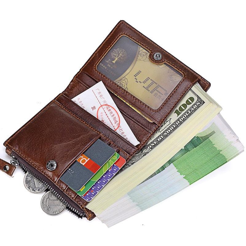 Quality Genuine Leather Men's Wallet - Vintage Style Wallets - Oil Wax Leather Cash Organizer (MA5)(F17)