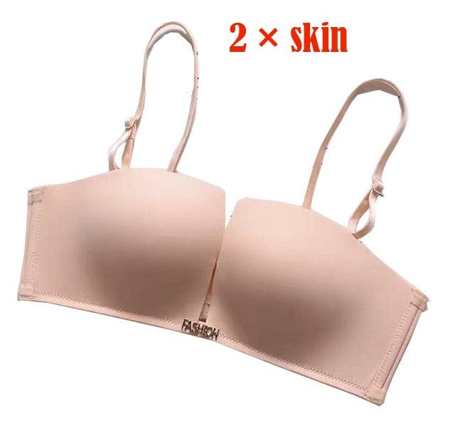 Great 2pcs Seamless Bras - Women Invisible Brassiere - Strapless Push Up Fly Bra - Half Cup Bra (TSB1)(F27)