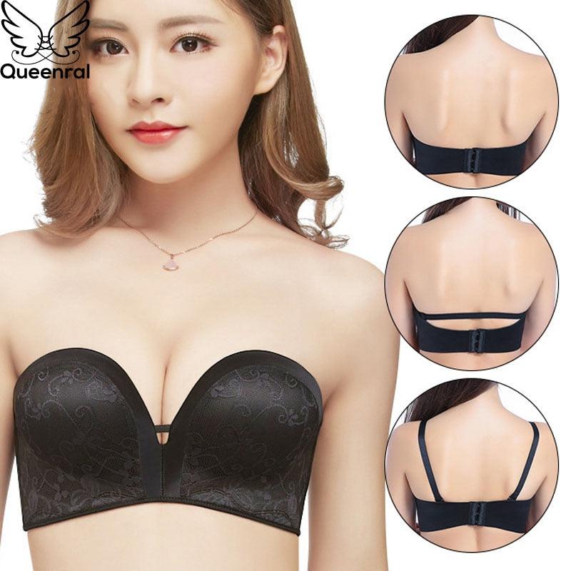 Queenral Sexy Invisible Bra Tube Tops Strapless Bras Seamless