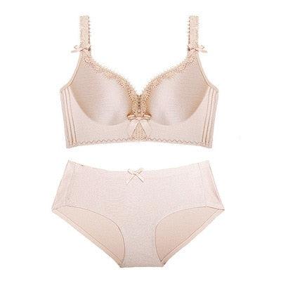 Cute Seamless Underwear Set - Women Push Up ABC Cup Ladies Bra Set - Comfortable, Breathable, Wire Free Brassiere + Panties Set (TSB4)