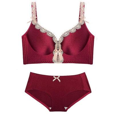 Cute Seamless Underwear Set - Women Push Up ABC Cup Ladies Bra Set - Comfortable, Breathable, Wire Free Brassiere + Panties Set (TSB4)